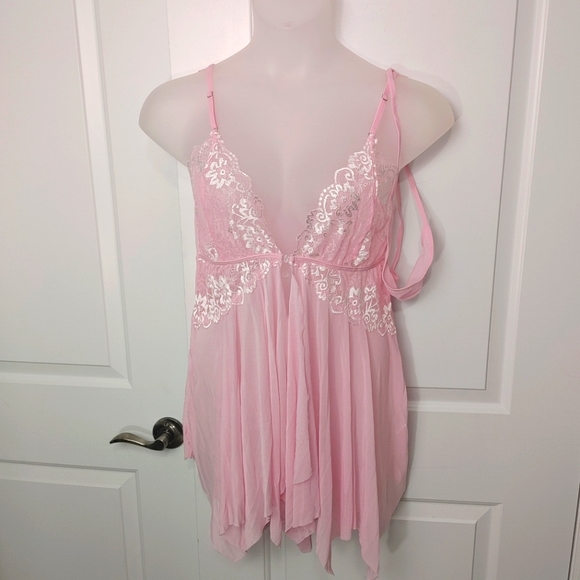 Plus pink size chemise babydoll nightie - Picture 1 of 8